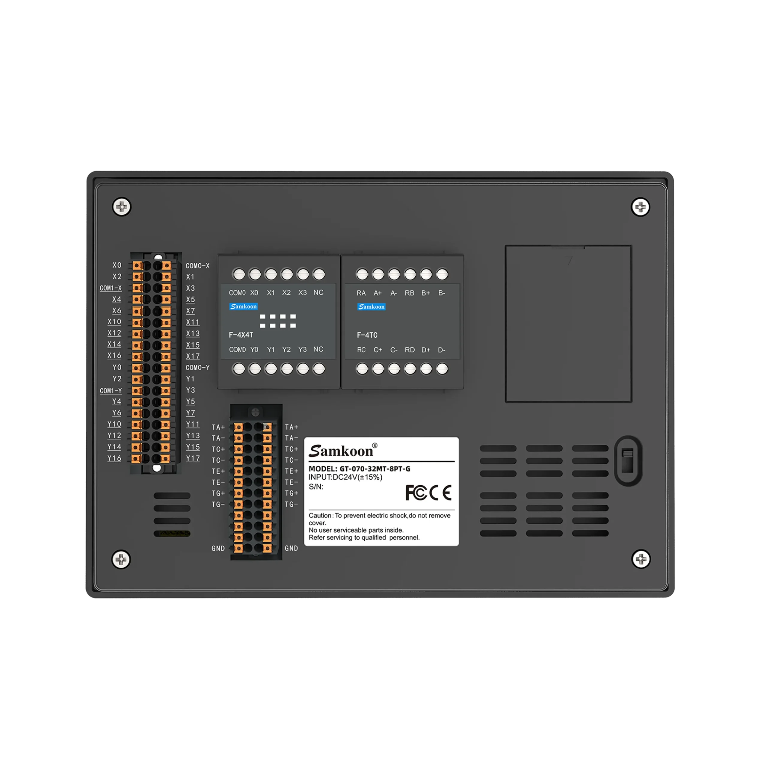 Samkoon GT-070-32MT-8PT-G 7" HMI+PLC - Rear I/O Ports