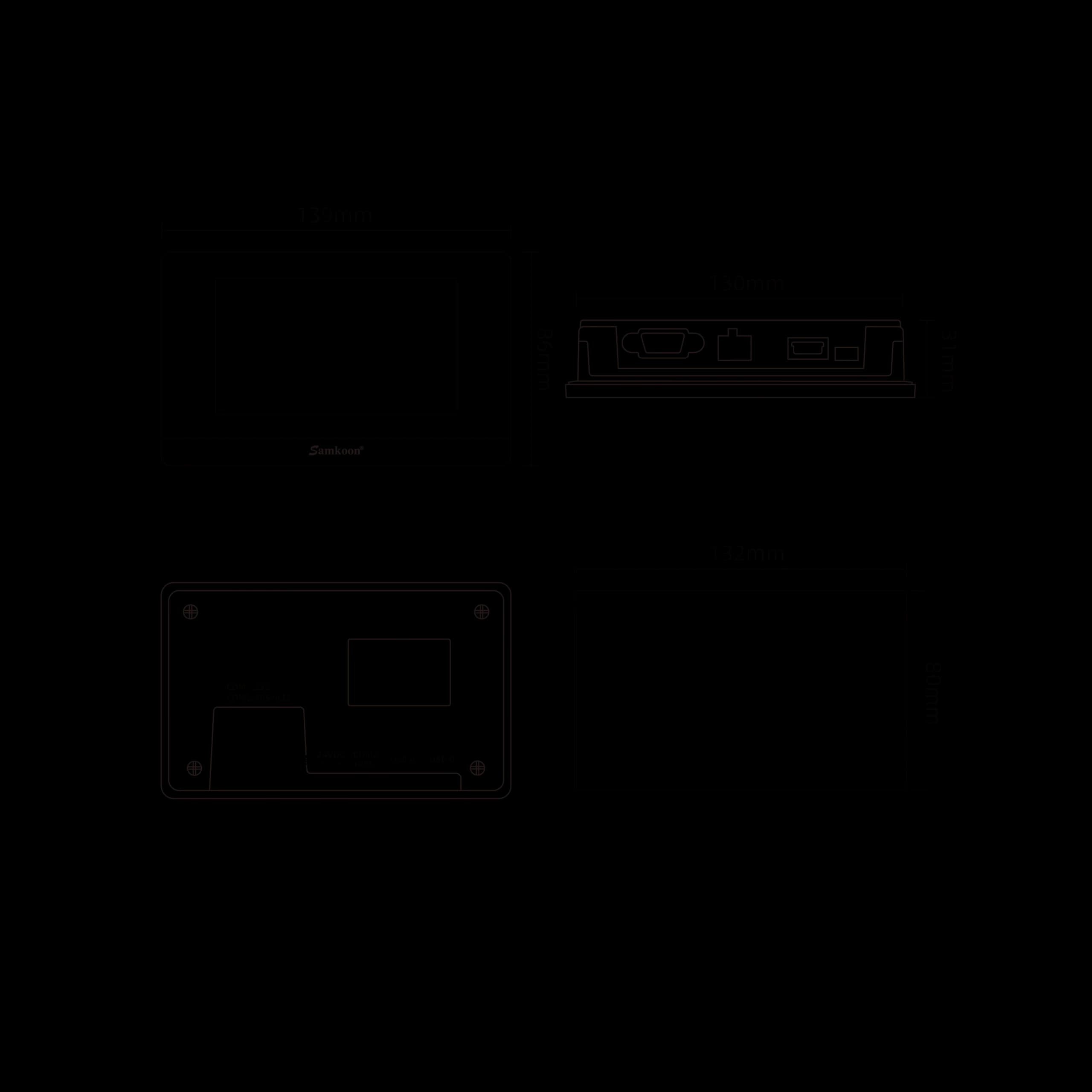 Samkoon SK-043QE 4.3" HMI Touchscreen - Bottom Panel