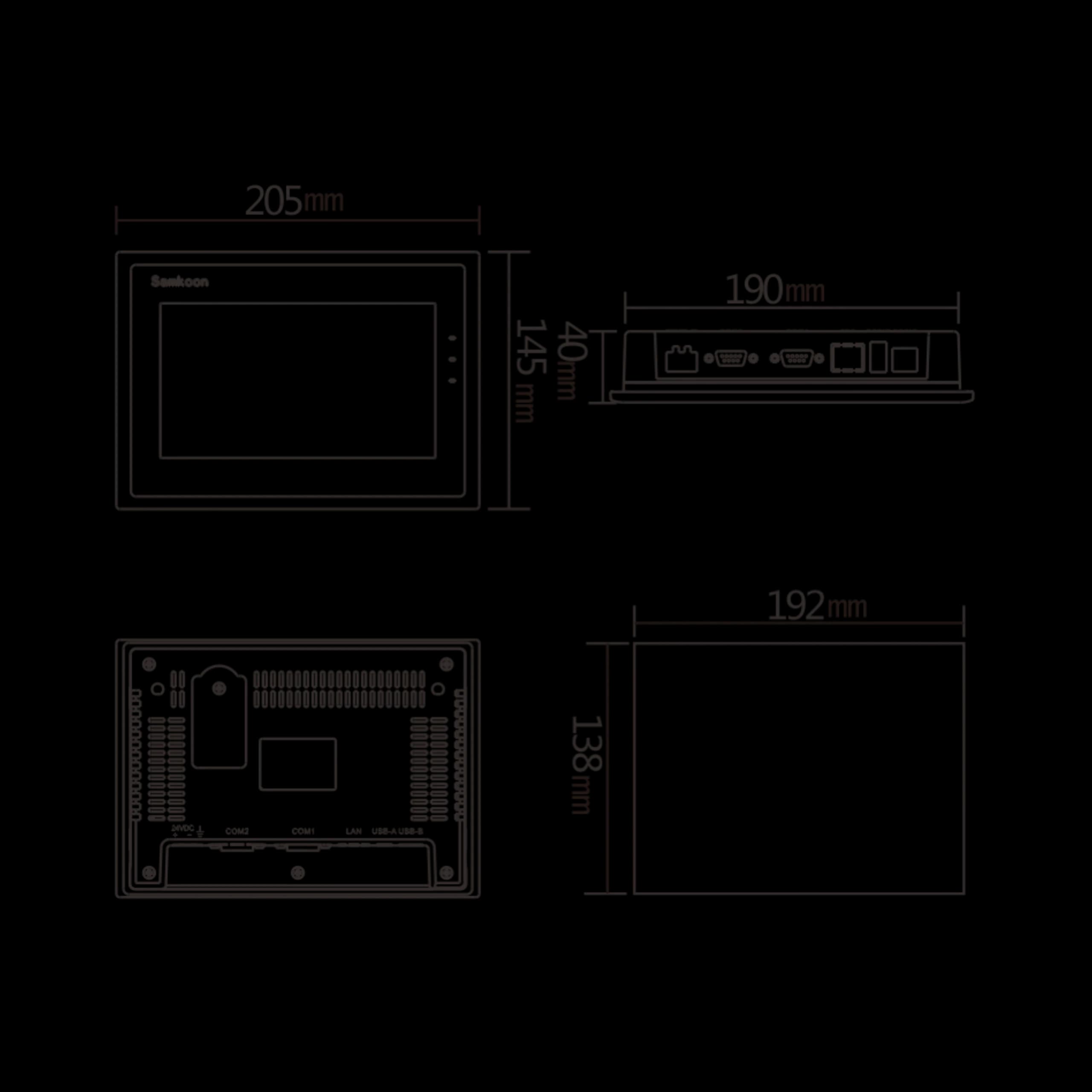 Samkoon SK-070QE 7" HMI Touchscreen - Bottom Panel